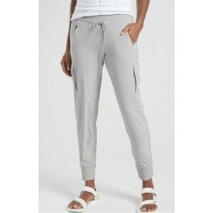 ATHLETA Womens Sutton Cargo Joggers Light Gray Stretch Athletic Comfort Sz 2